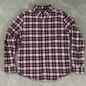 American Eagle Outfitters Long Sleeve Button Down Burgundy Plaid Shirt, Size M